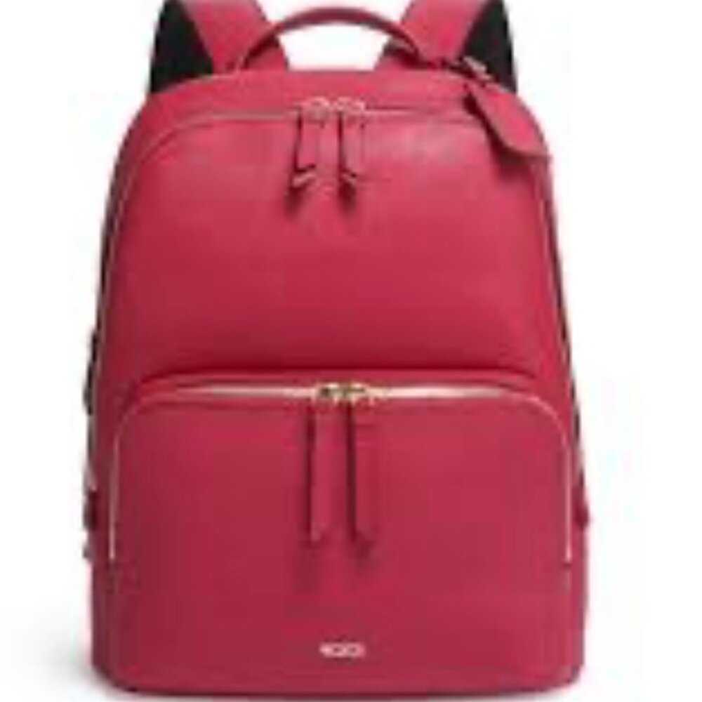 Tumi Hudson Leather Backpack - Raspberry
